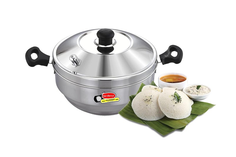 KenBerry Classic15 Stainless Steel Induction Standard Idli Maker Dhokla Maker Idli Cooker Multi Kadhai Idly Induction Stove Compatible 3 Idli Plate 1 Steamer Plate 15 Idli - Image 4