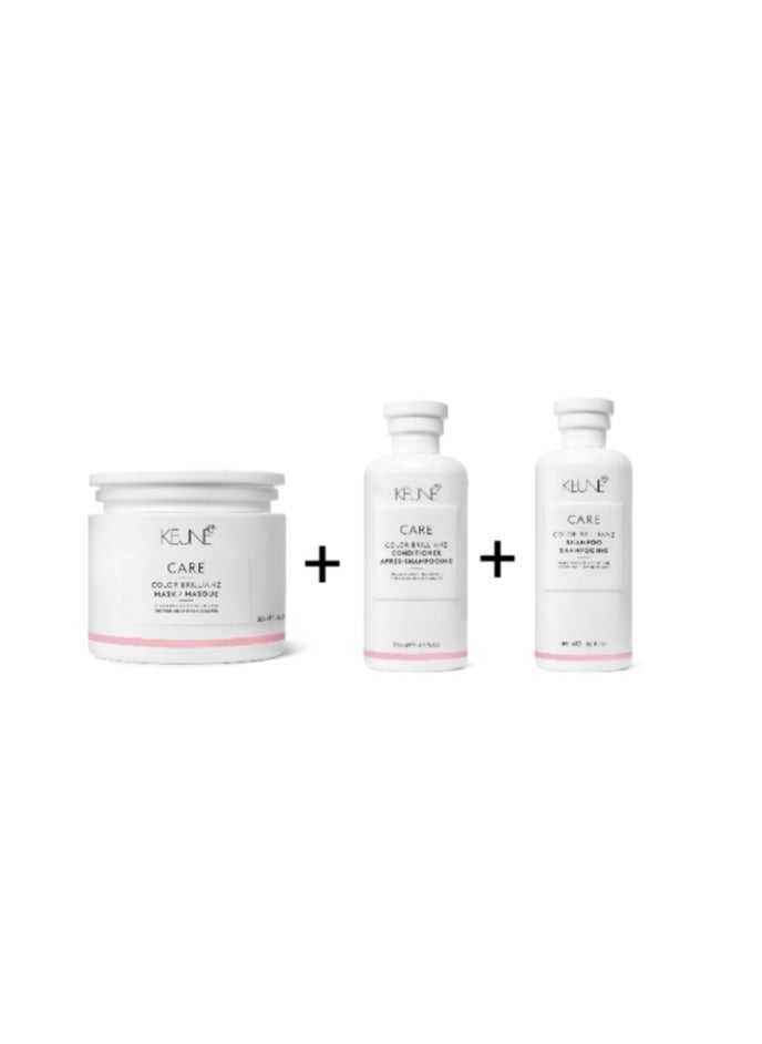 Keune Keune Color Brilliance Set for Colored Hair Shampoo 300ml, Conditioner 250ml and Mask 500ml  - Image 1