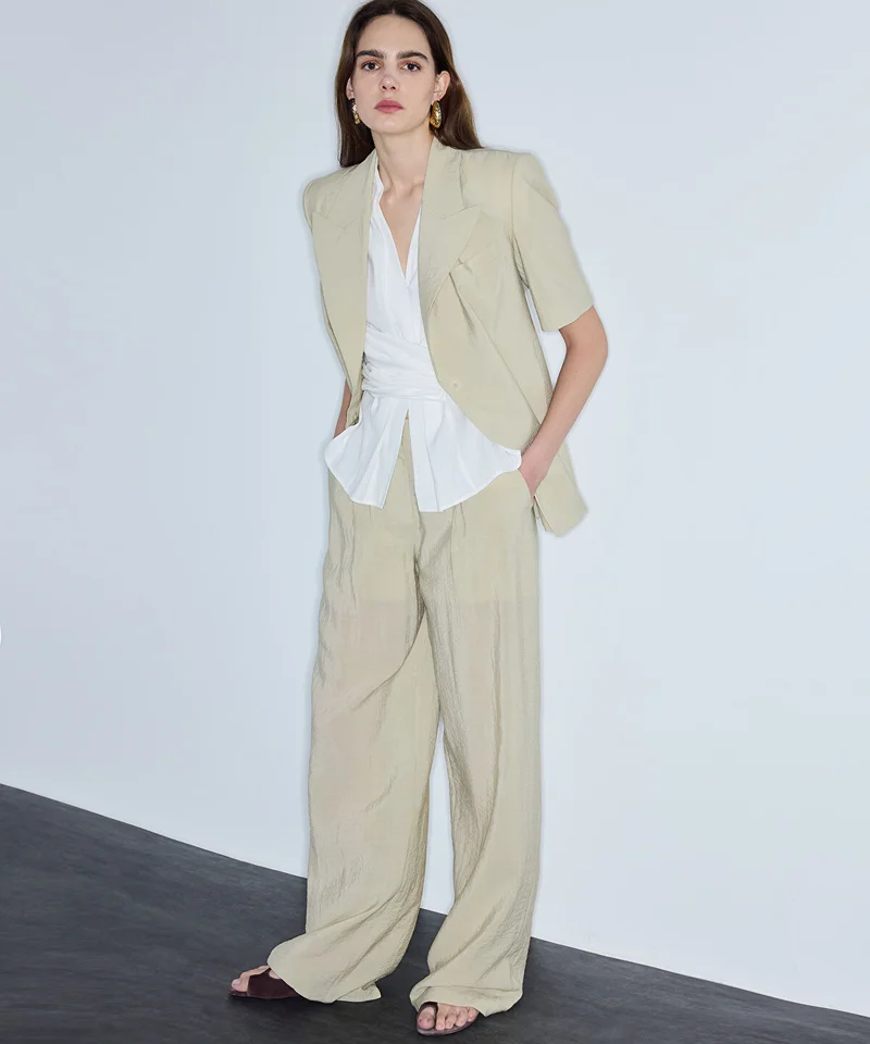 Ipekyol Belted Crinkle-Effect Trousers