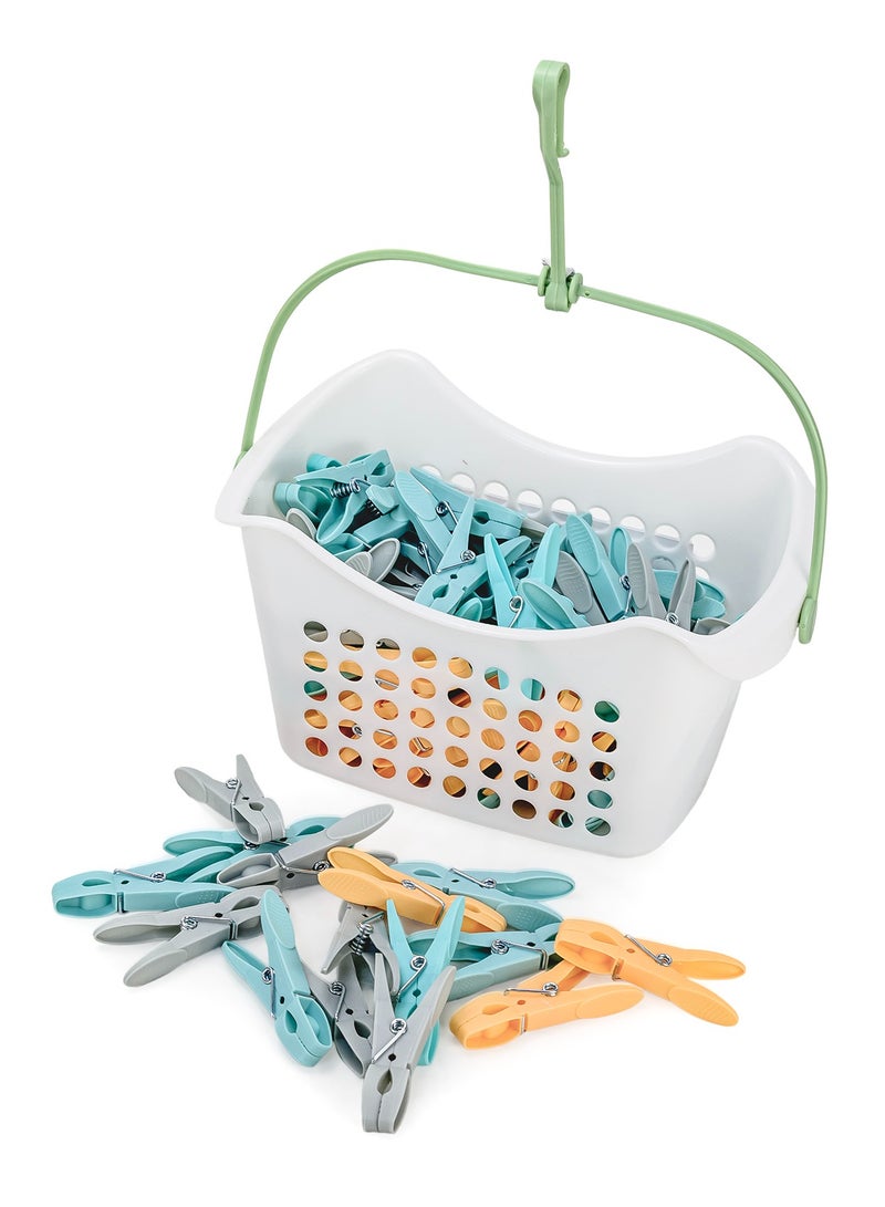 Mondex 18M Aluminium Cloth Dryer with Iron Legs, Blue/Red (Assorted) & Basket with 90 Plastic Pegs | Foldable Clothes Drying Stand | Size 175×55×110 cm for Home & Balcony - Image 5