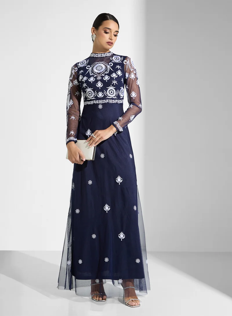 فروك اند فرل Embroidered Tulle Maxi Dress
