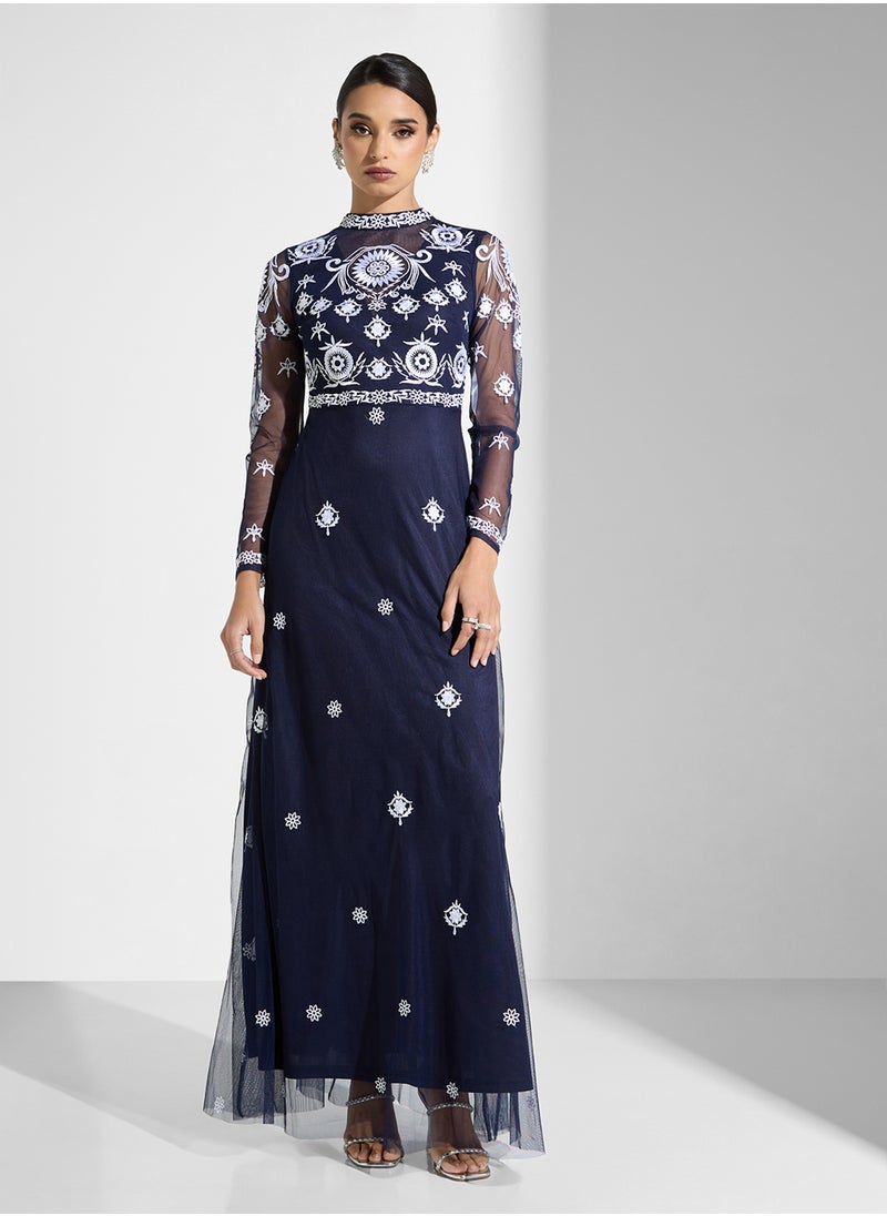 Frock and Frill - Embellished Mesh Detailed Dress - Image 1