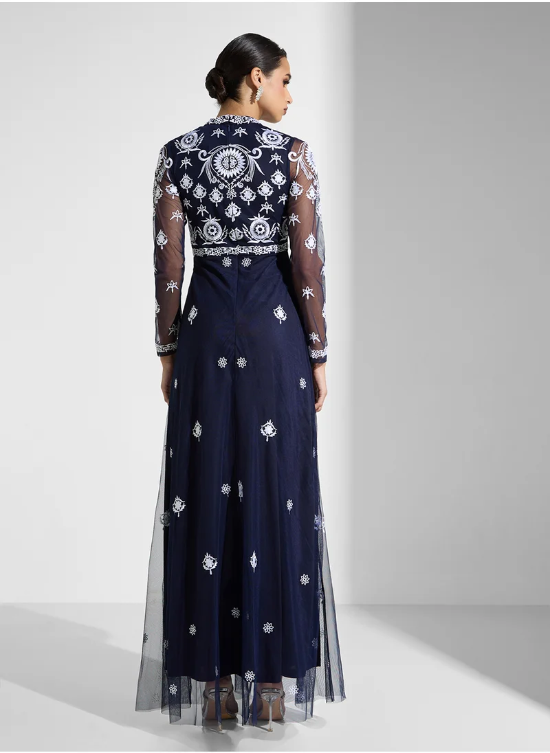 فروك اند فرل Embellished Mesh Detailed Dress