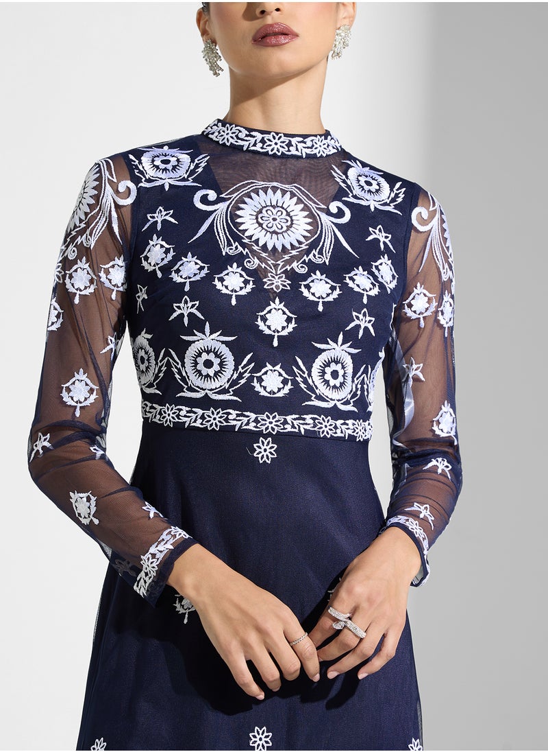 Frock and Frill - Embellished Mesh Detailed Dress - Image 1