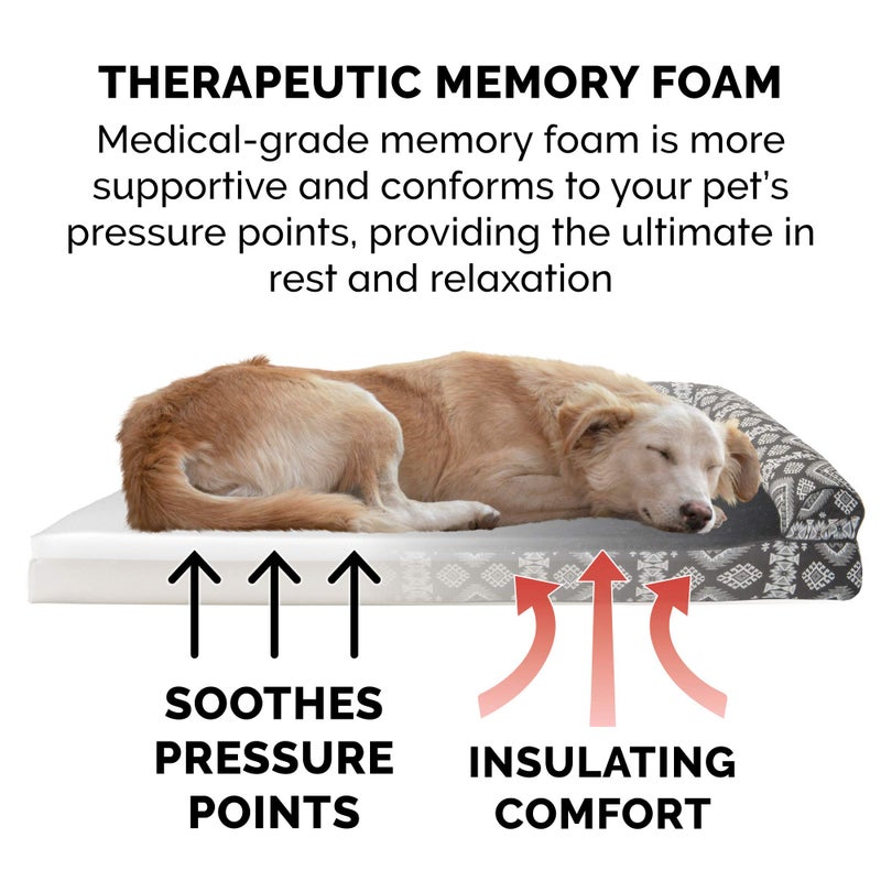 Furhaven Memory Foam Dog Bed for Large/Medium Dogs w/ Removable Bolsters & Washable Cover, For Dogs Up to 55 lbs - Plush & Southwest Kilim Woven Decor Sofa - Black Medallion, Large - Image 4