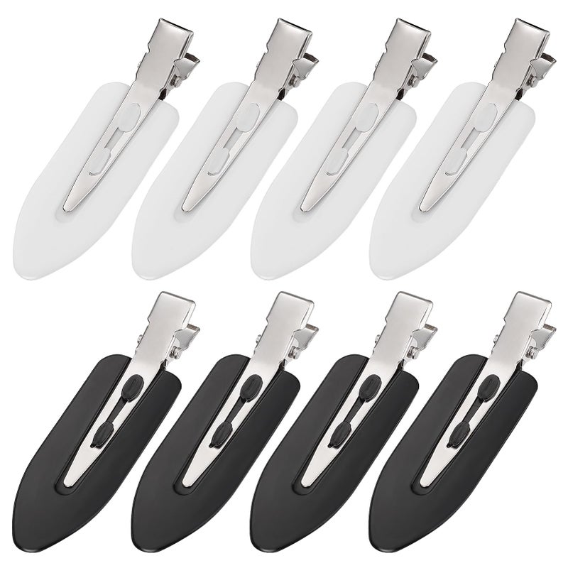 MADHOLLY 8Pcs No Bend No Crease Hair Clips  Styling Duck Bill Clips Alligator Hair Barrettes for Styling Sectioning Small Gifts for Women Girl Salon Hairstyle Hairdressing Bangs Waves Black  White
