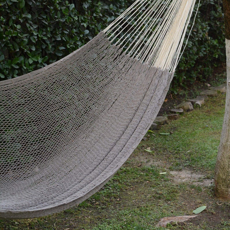 NOVICA Natural Grey Hand Woven Cotton 2 Person XL Mayan Rope Hammock with Hanging Accessories, Maya Mist' (Double) - Image 3