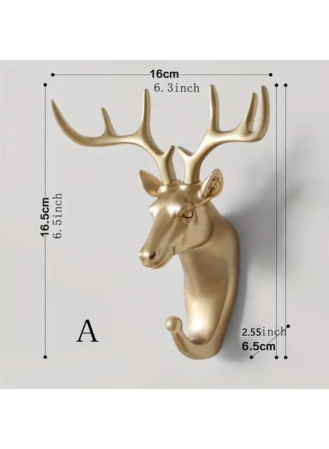 Golden Reindeer Head Hook Rust Proof Strong Adhesive Wall Hanging Decor - Image 1