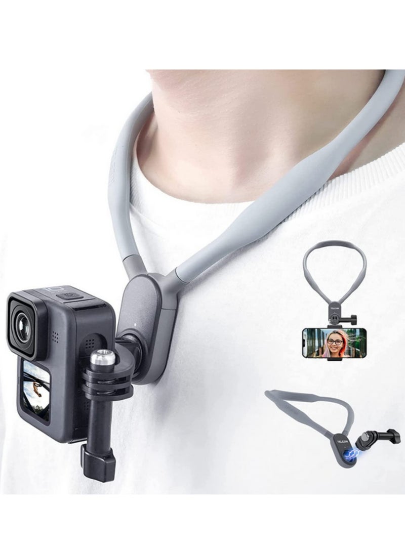 Magnetic Neck Selfie Holder Necklace Collar Holder Chest Shoulder Body Strap Mount for GoPro Insta360/for iPhone/Android with Quick Release Horizontal & Vertical Shooting Modes - Image 4