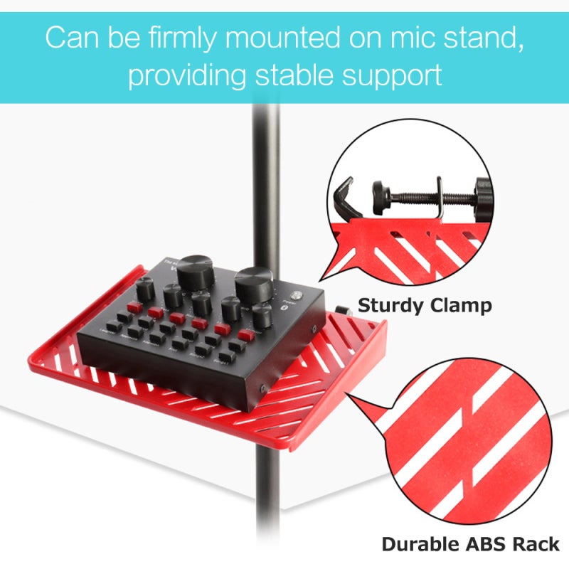 Mic Stand Tray: Red ABS Material, Firm Clamp Mount, Stable Support - Lightweight Compact Design, Multifunctional Sound Card Holder for Music Studio Live Broadcasting - Image 5