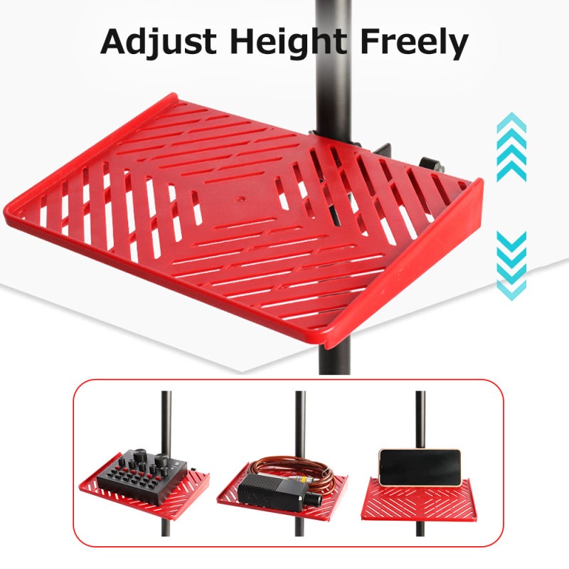 Mic Stand Tray: Red ABS Material, Firm Clamp Mount, Stable Support - Lightweight Compact Design, Multifunctional Sound Card Holder for Music Studio Live Broadcasting - Image 2