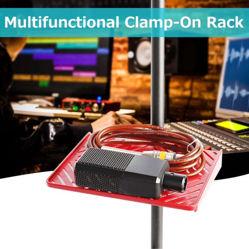 Mic Stand Tray: Red ABS Material, Firm Clamp Mount, Stable Support - Lightweight Compact Design, Multifunctional Sound Card Holder for Music Studio Live Broadcasting - Image 4