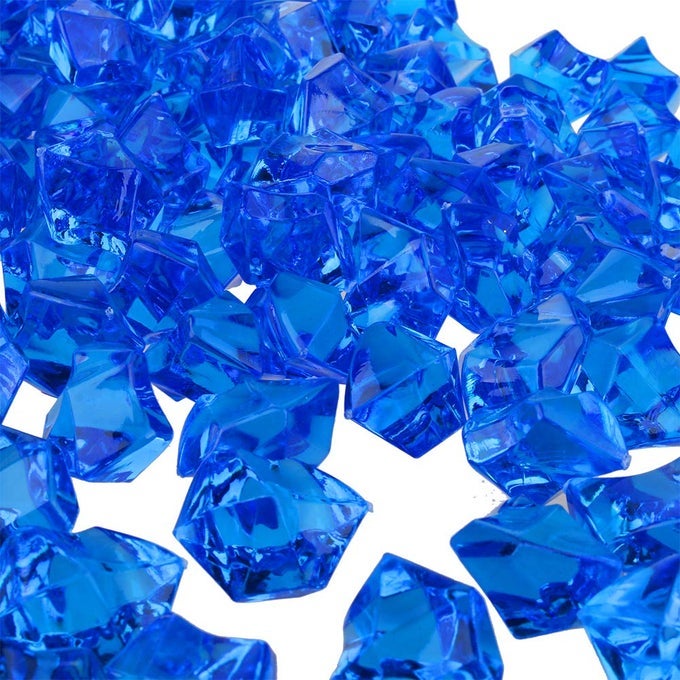 CLEAR FAKE ICE ROCKS 550 PCS LARGE ROYAL BLUE ACRYLIC GEMS CRUSHED PLASTIC DIAMONDS 3 LBS 225 QUARTS BULK VASE FILLER FOR CENTERPIECES WEDDING THEME DCOR AQUARIUM TABLE SCATTER