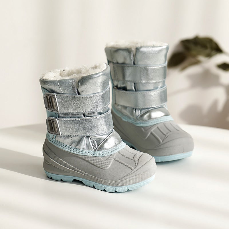 Cross-border US version of foreign trade warm men's and women's young children's shoes thick velvet waterproof non-slip rain snow winter snow boots cotton shoes - Image 1
