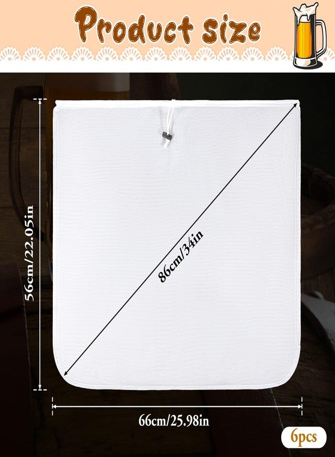 Prasacco 6 Pack Reusable Brew Bags, Extra Large 26"x22" Fine Mesh Strainer Bag with Adjustable Drawstring for Home Brewing Beer Wine Cold Brew Grains Hops Filtering - Image 2