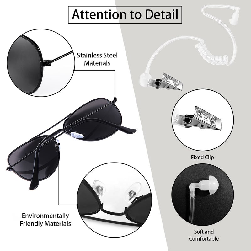 Boompark Boompark Ring Wedding Bearer Security: Ring Gifts Bearer Sun Glasses + EarPiece Cosplay + Ring Wedding Bearer Badge Police FBI  - Image 3