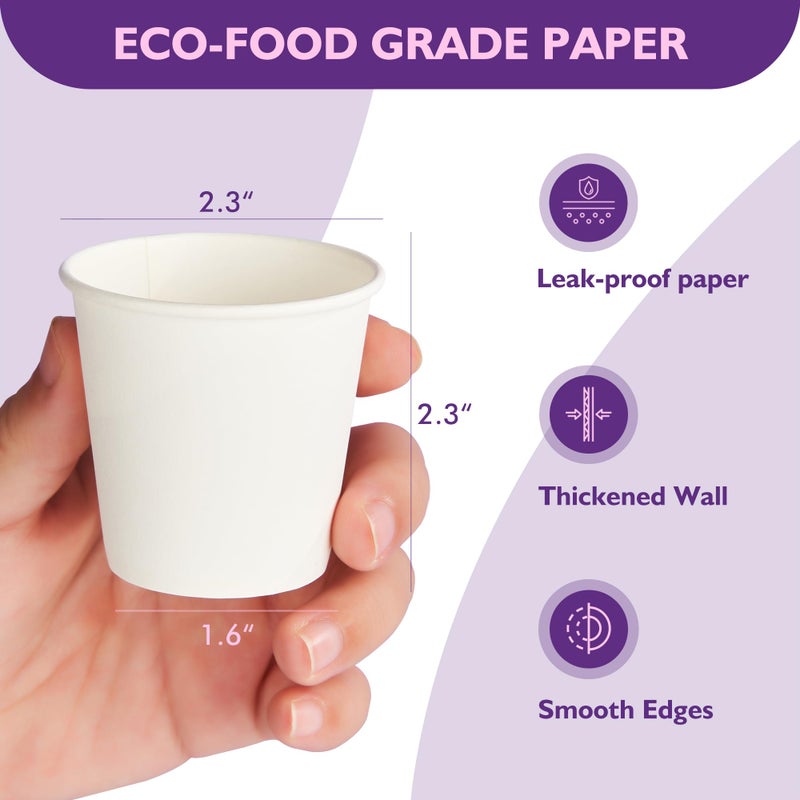 PACKINNO 3 oz Disposable Paper Cups, Mouthwash Cups, Small Coffee Cups for Bathroom Rinsing, Mini Water Drinking Cups for Espresso, Samples, 200 Pack - Image 2