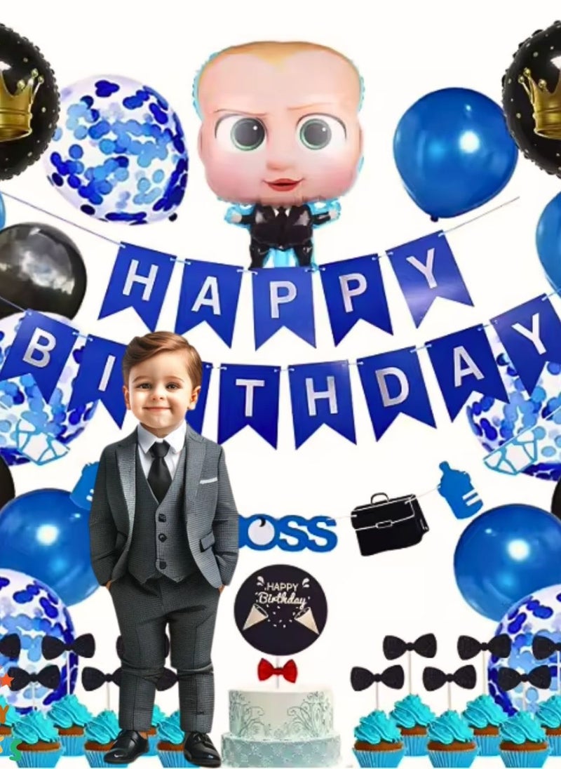 ALCR Theme Birthday Party Decoration Set with Latex, Foil, Confetti Balloons with Banner, Cupcake Toppers, Party Supplies For Kids, Boys, Girls – Party Sparks (Boss Baby Theme Birthday Set) - Image 5