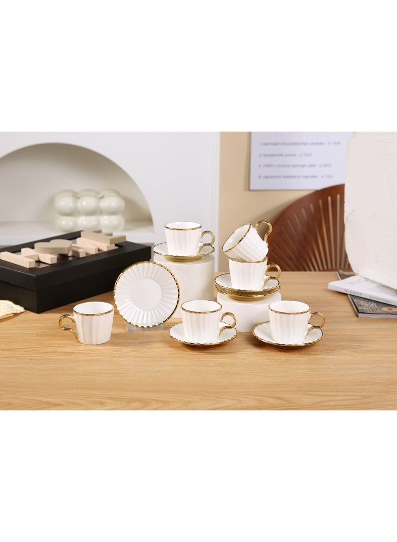 LATEEN 200ml 6 Sets Porcelain Coffee Cup Tea Cup and Saucer Set Espresso Cups with Saucers, Greek Arabic Turkish Coffee Cups - Image 2