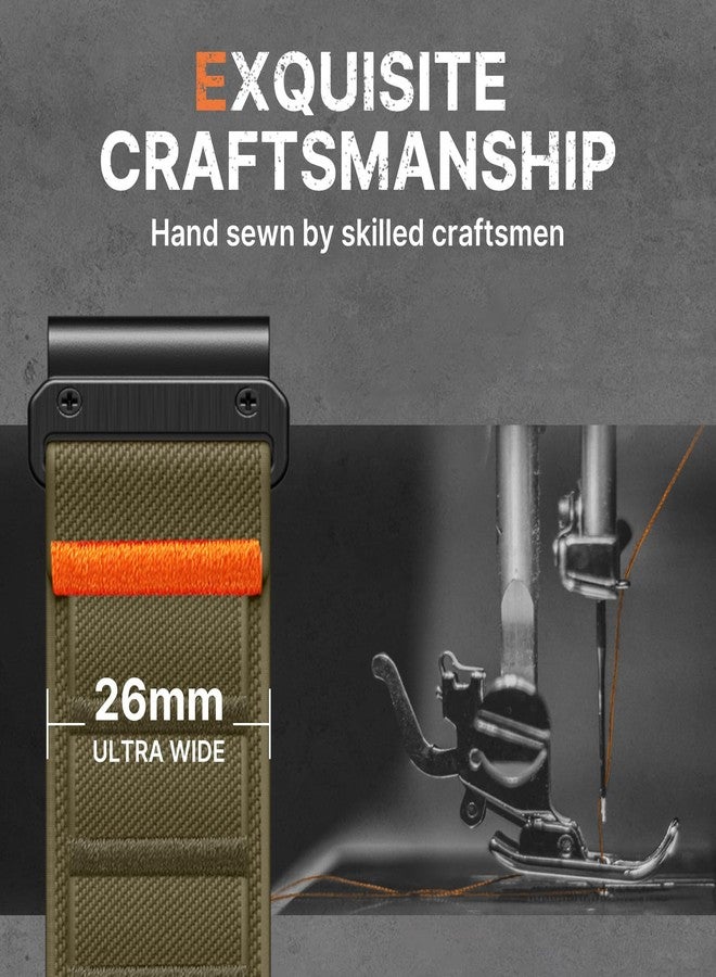 Bandletic سوار Bandletic متوافق مع ساعة Garmin Fenix 8، مقاس 51 مم - 26 مم، سوار حلقي مطاطي ناعم سريع التركيب مع مشبك G-Hook، متوافق مع ساعات Fenix 7X و6X Pro و5X Plus و3 و3 HR وInstinct 2X وSolar 3 وEnduro وQuatix 6X وTactix وEpix Pro 2 - Image 4