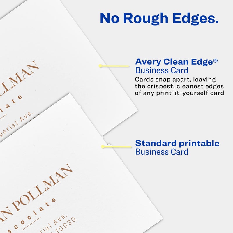 Avery Clean Edge Printable Business Cards with Sure Feed Technology, 2" x 3.5", White, 400 Blank Cards for Inkjet Printers (08877) - Image 4