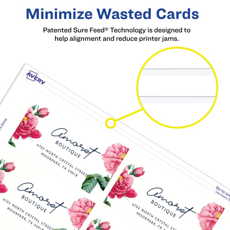 Avery Clean Edge Printable Business Cards with Sure Feed Technology, 2" x 3.5", White, 400 Blank Cards for Inkjet Printers (08877) - Image 5