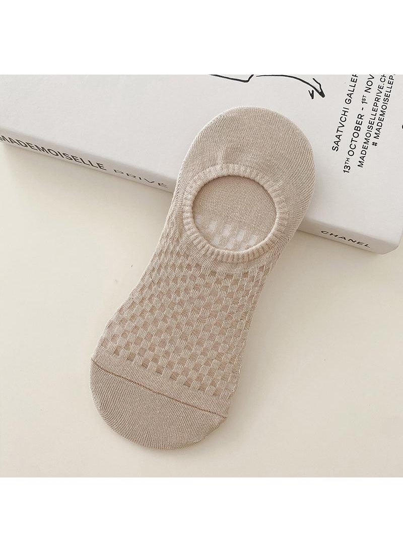 Y&D Brown 6 Piece Set Women's Thin Shallow Mesh Invisible Mesh Breathable Non Slip Socks  - Image 1