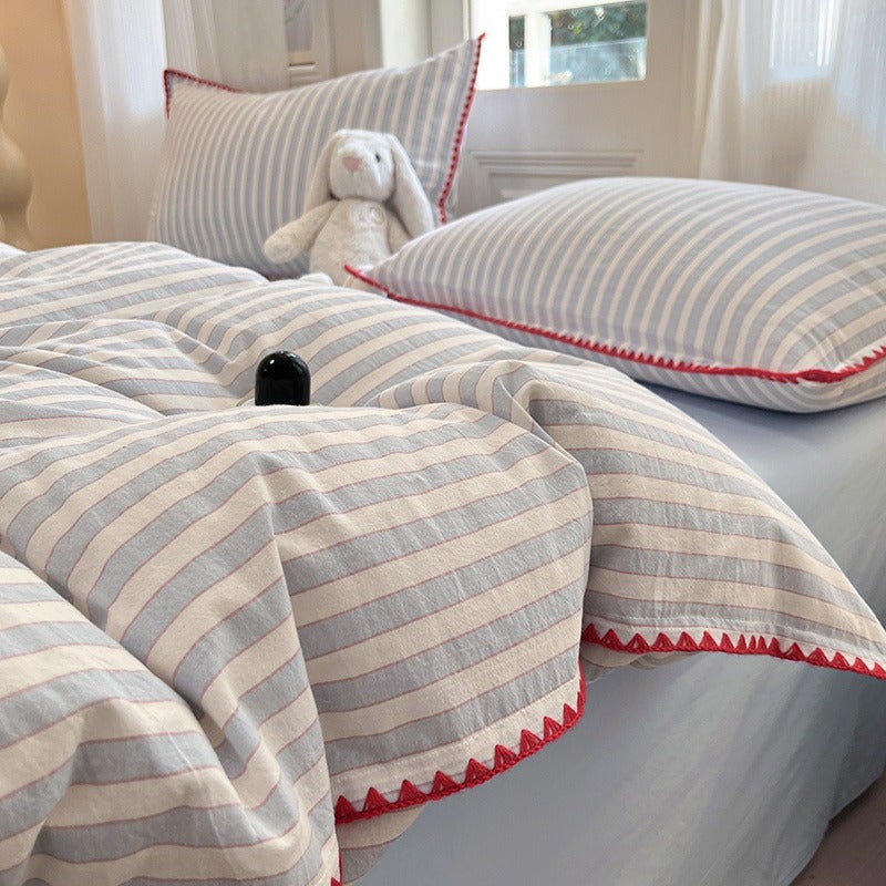 3pcs Pure Cotton Duvet Cover Set (1 Duvet Cover + 2 Pillowcases, Excluding Filling) Made of All-Cotton Bedding Essentials, Non-Filled, Soft And Comfortable High-End Cotton Bedding. Soft And Skin-Friendly, Suitable for Bedrooms And Guest Rooms - Image 2