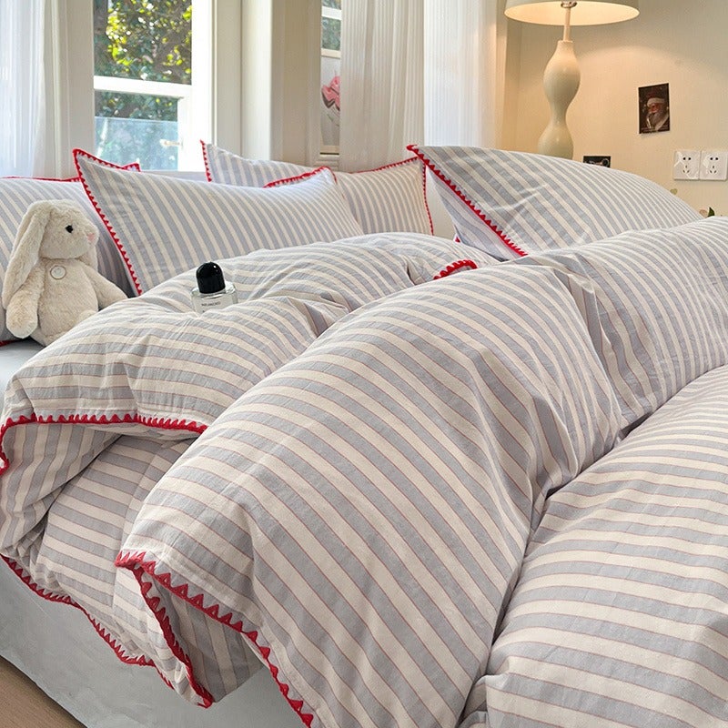 3pcs Pure Cotton Duvet Cover Set (1 Duvet Cover + 2 Pillowcases, Excluding Filling) Made of All-Cotton Bedding Essentials, Non-Filled, Soft And Comfortable High-End Cotton Bedding. Soft And Skin-Friendly, Suitable for Bedrooms And Guest Rooms - Image 4