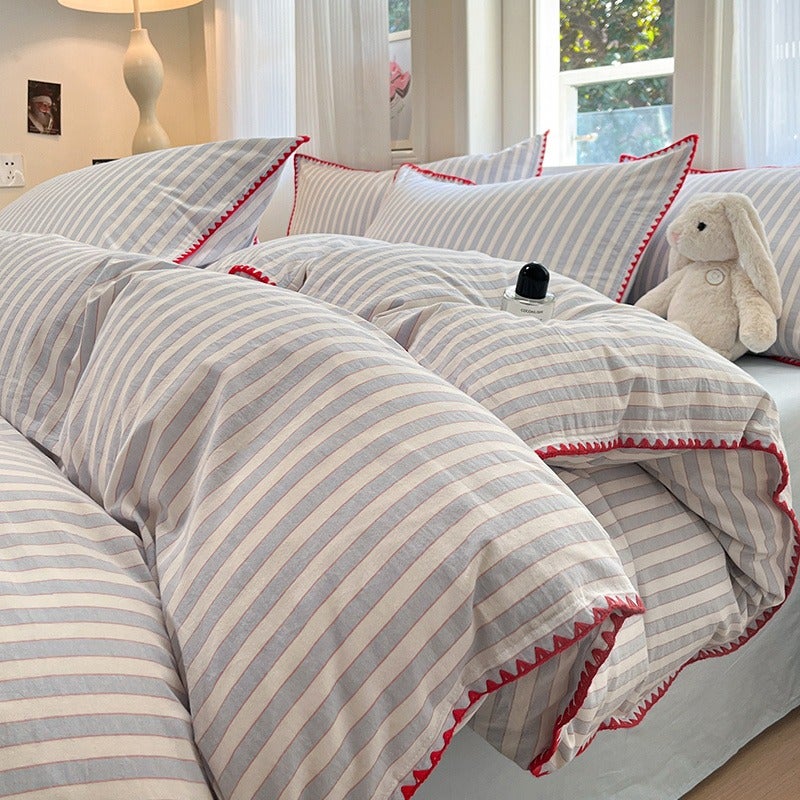 3pcs Pure Cotton Duvet Cover Set (1 Duvet Cover + 2 Pillowcases, Excluding Filling) Made of All-Cotton Bedding Essentials, Non-Filled, Soft And Comfortable High-End Cotton Bedding. Soft And Skin-Friendly, Suitable for Bedrooms And Guest Rooms - Image 1