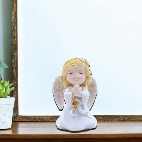 Comfy Hour Faith and Hope Collection Praying Girl Angel with Rosary Figurine, Keepsake, My First Communion, Polyresin - Image 4