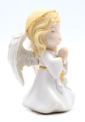 Comfy Hour Faith and Hope Collection Praying Girl Angel with Rosary Figurine, Keepsake, My First Communion, Polyresin - Image 3