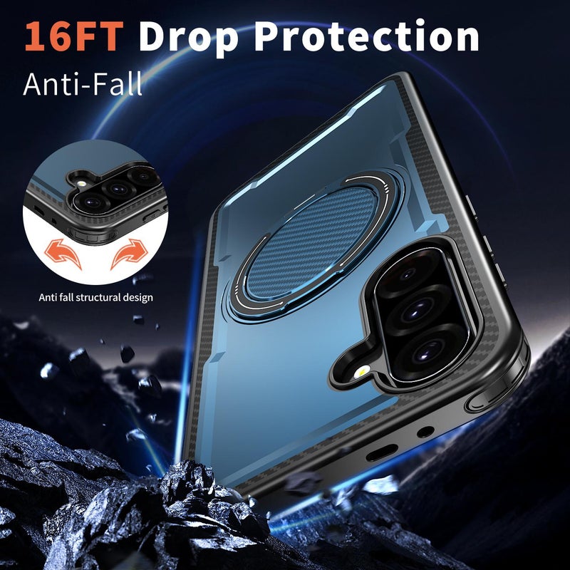 إيروريكس جراب هاتف Kalebol Metal Magsafe قابل للدوران 360 درجة لهاتف Samsung Galaxy A17 5G (أزرق داكن) - Image 3