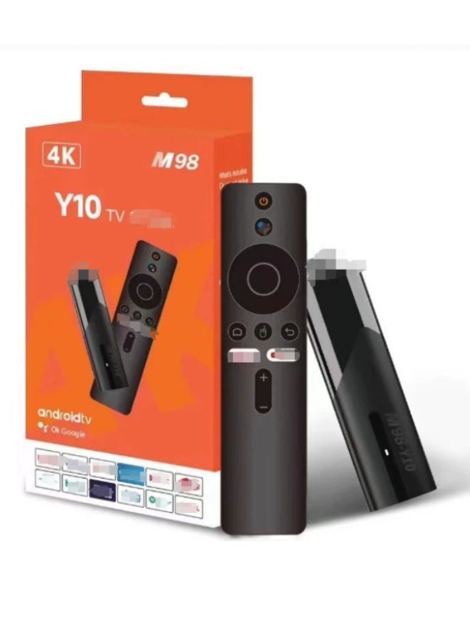 جهاز بث M98 Y10 Stick 4K Ultra HD، يعمل بنظام Android TV 11 مع جهاز تحكم عن بعد صوتي من Google Assistant ومشغل بث الوسائط، باللون الأسود