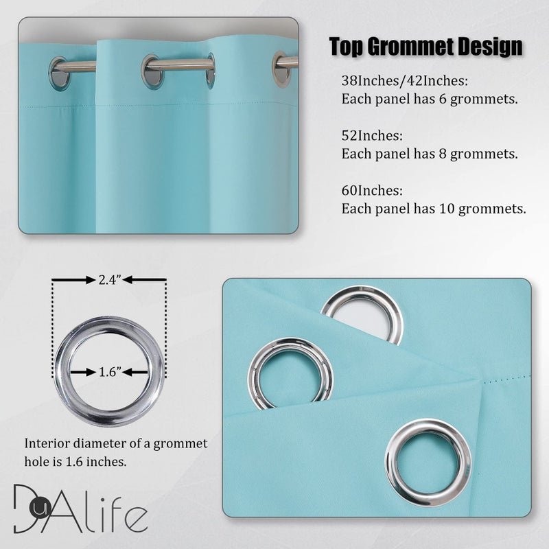 DUALIFE Aqua Colored Curtains 84 Inch Length Blue Bedroom Curtains for Girls Kids Nursery  Grommet Blackout Curtain Panels Window Drapes 2 Panels Set 52 by 84 Inches Long - Image 3
