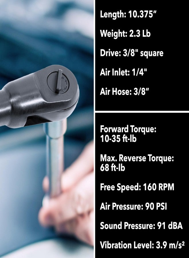 M7 NE-321 3/8-inch Pneumatic Ratchet Wrench, Compact and Lightweight 3/8 Torque Wrench for Auto Repair, Mechanic Tool with 69 ft-lb Maximum Reverse Torque, Ergonomic Air Tool with High Performance - Image 5