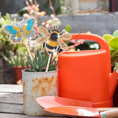 SWATOM 10PCS Diamond Art Kits for Adults for Garden Decor with Butterfly, Hummingbird, Ladybug, Bee, Dragonfly Stakes Diamond Painting Ornaments Kits for Indoor Outdoor Yard Decoration Crafts - Image 4
