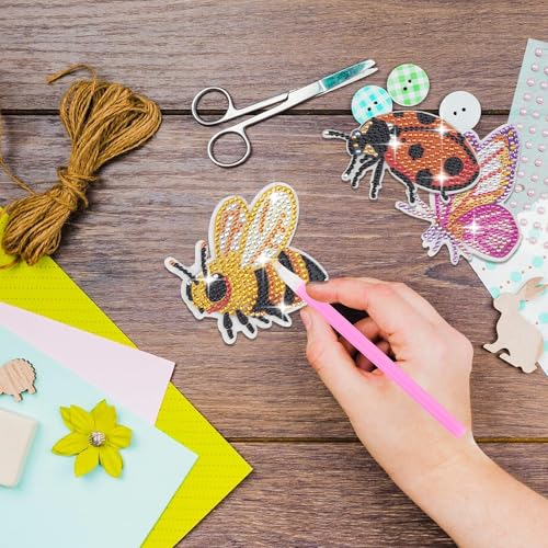 SWATOM 10PCS Diamond Art Kits for Adults for Garden Decor with Butterfly, Hummingbird, Ladybug, Bee, Dragonfly Stakes Diamond Painting Ornaments Kits for Indoor Outdoor Yard Decoration Crafts - Image 3
