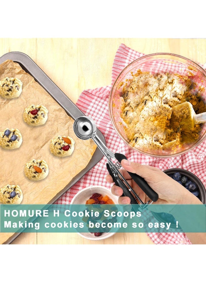 Homure H Cookie Scoop Set - Include 1 Tbsp/ 2 Tbsp/ 3Tbsp - 3 Pieces Cookie Scoops For Baking - Cookie Dough Scoop - Made Of 18/9 Stainless Steel  - Image 2