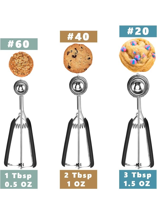 Homure H Cookie Scoop Set - Include 1 Tbsp/ 2 Tbsp/ 3Tbsp - 3 Pieces Cookie Scoops For Baking - Cookie Dough Scoop - Made Of 18/9 Stainless Steel  - Image 1