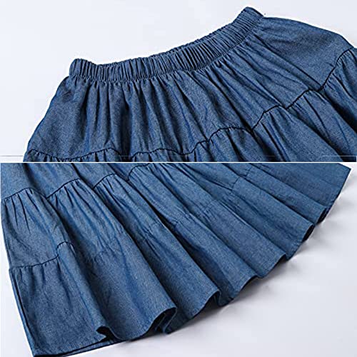 J·E Sterguard Girls' Skirt Pure Cotton Navy Blue Knee Length A-Line Hem Skirts for Girl 14-16 2252SL7 - Image 4