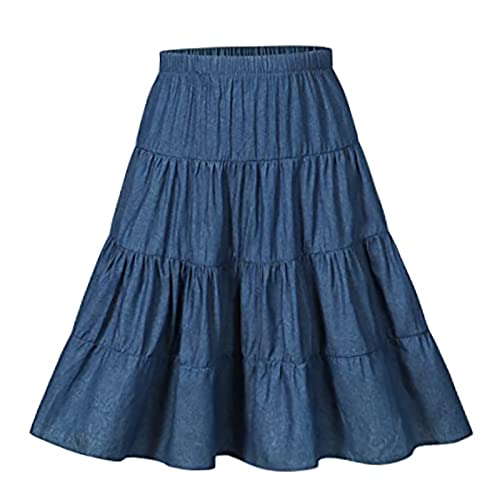 J·E Sterguard Girls' Skirt Pure Cotton Navy Blue Knee Length A-Line Hem Skirts for Girl 14-16 2252SL7 - Image 1