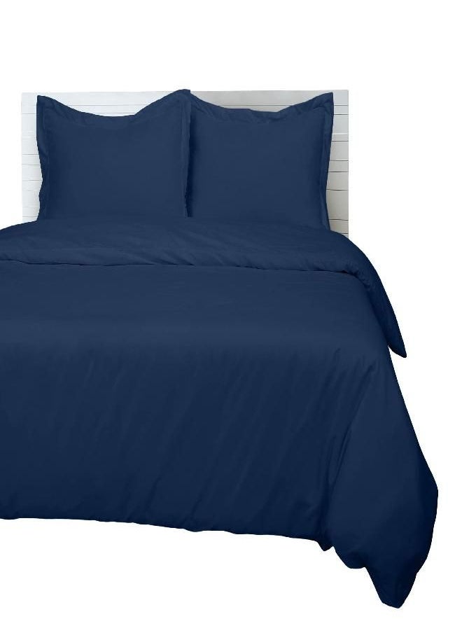 Royale ROYALE Navy Duvet Cover Twin Size - Washed Duvet Cover Set, 2 Piece Double Brushed Duvet Covers with Button Closure & Corner Ties - 1 Duvet Cover 68x90 inches and 1 Pillow Shams - Comforter Cover  - Image 1