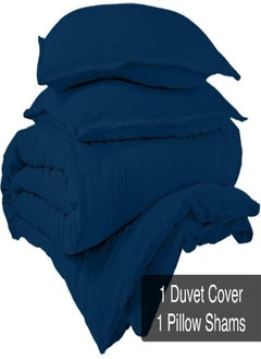 Royale ROYALE Navy Duvet Cover Twin Size - Washed Duvet Cover Set, 2 Piece Double Brushed Duvet Covers with Button Closure & Corner Ties - 1 Duvet Cover 68x90 inches and 1 Pillow Shams - Comforter Cover  - Image 5