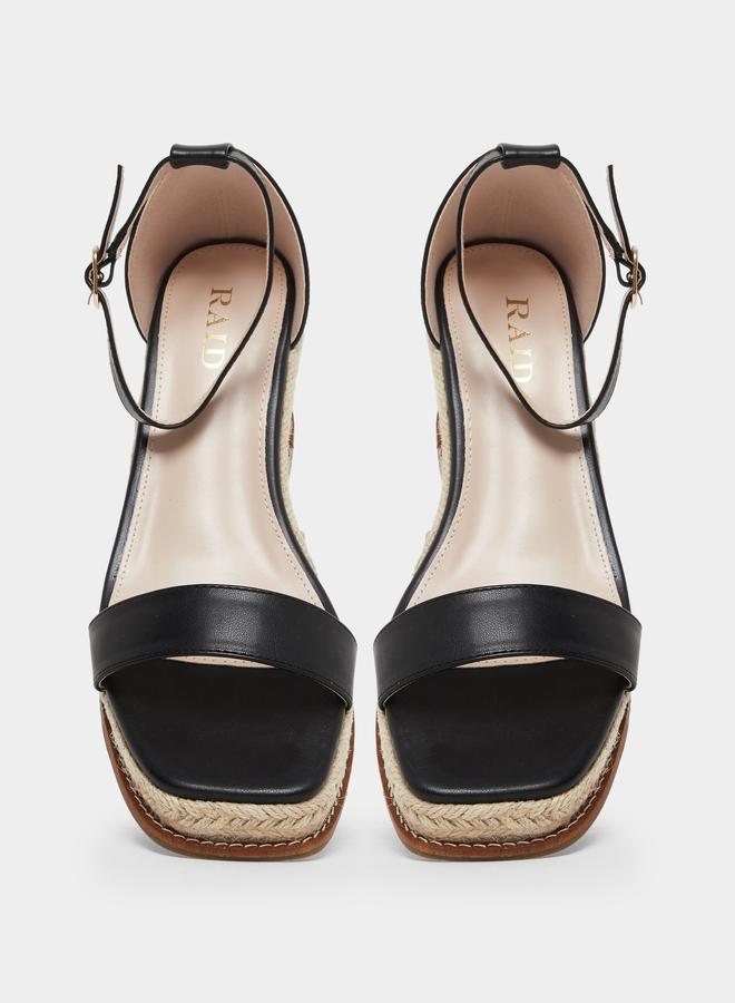 RAID Jazper Black Ankle Strap Wedge Sandals - Image 5
