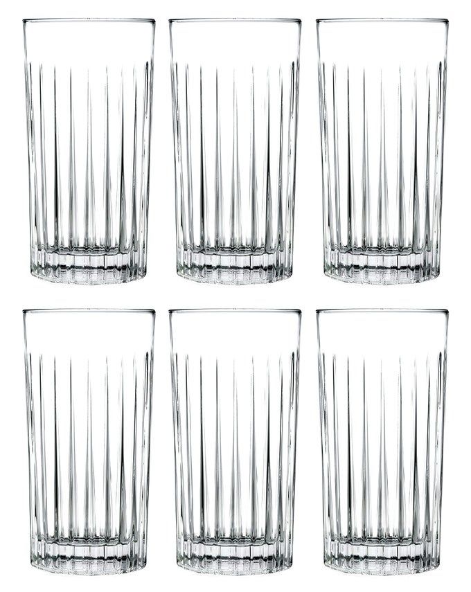 HIGHBALL GLASS SET OF 6 HIBALL GLASSES CRYSTAL GLASS BEAUTIFULLY DESIGNED DRINKING TUMBLERS FOR WATER JUICE WINE BEER AND COCKTAILS 15 OZ MADE IN EUROPE