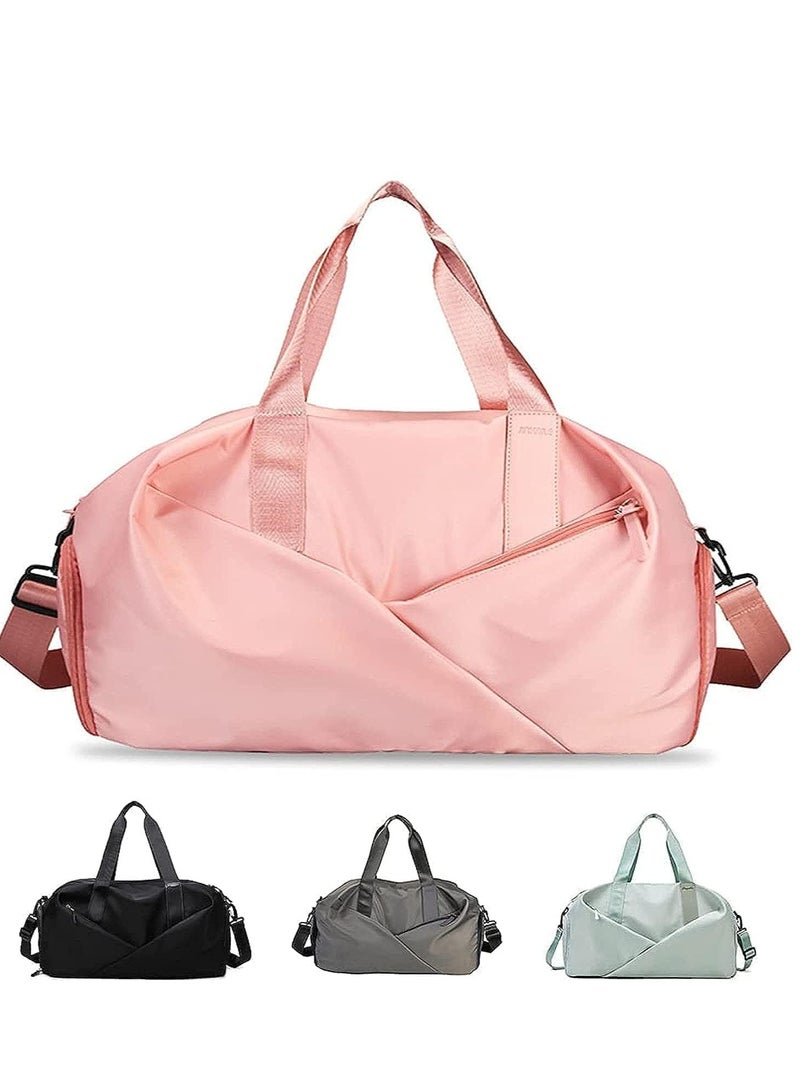 MIXDE Duffle Bag, Gym Bag for Women, Separate Shoes Compartment Yoga Bag, Wet and Dry Separation Beach Bag (pink)  - Image 1