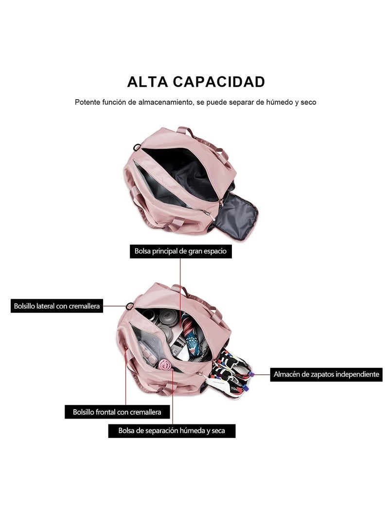 MIXDE Duffle Bag, Gym Bag for Women, Separate Shoes Compartment Yoga Bag, Wet and Dry Separation Beach Bag (pink)  - Image 3