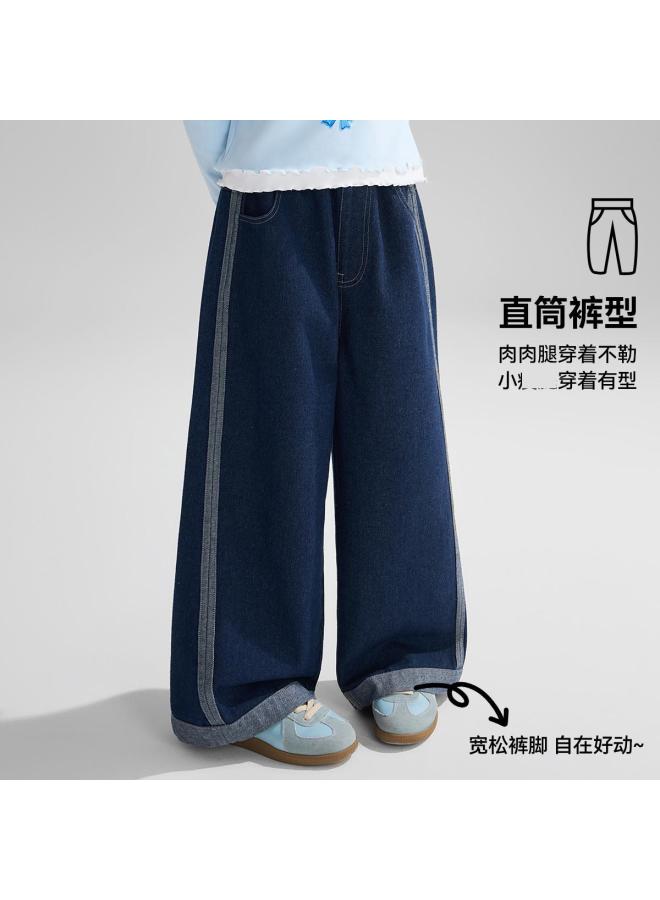 ASK JUNIOR سروال أطفال 25 خريف أولاد كبار بلوك ألوان جينز ناعم بنات بنطال ساق مستقيم سروال غير رسمي - Image 4