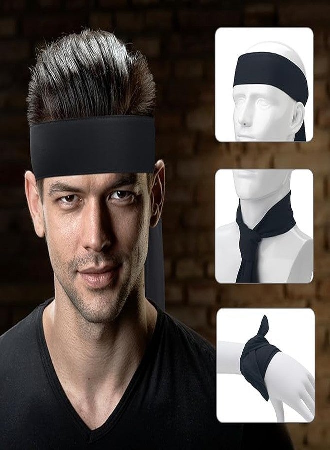 PAROPKAR Ninja Karate Sweat Wicking Sports Headband, Running, Tennis, Gym Yoga Workout, Soccer Adjustable Ties Headband for Men Women (Black) - Image 2